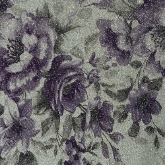 Women’s Floral Glitter Knit Top with Embellished Neckline - Purple/Gray - Picture 14 of 16